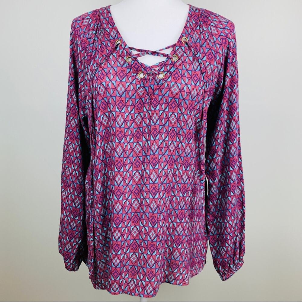 Boho Daytrip Lace-Up Oversized Tunic, XS